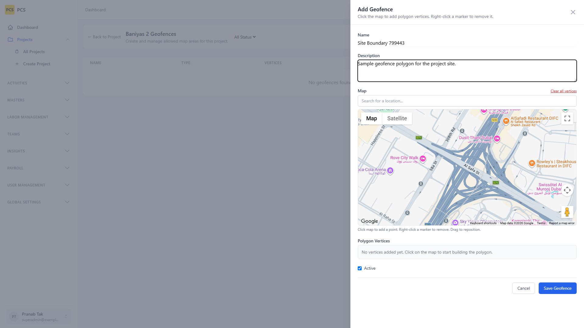 Add geofence form