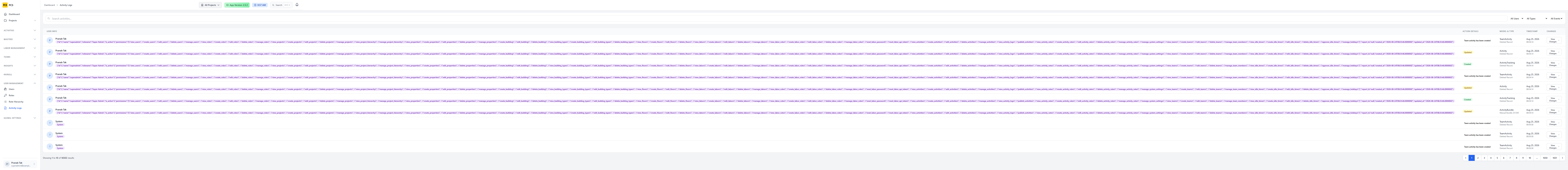 Activity logs